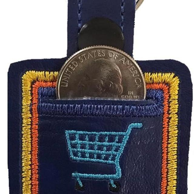 Shopping cart Aldi quarter holder keychain key fob Quarter holder keeper Embroidered Key Fob Shopping cart quarter Coin holder