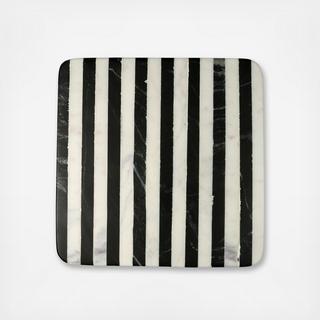 Old Hollywood Square Striped Marble Trivet
