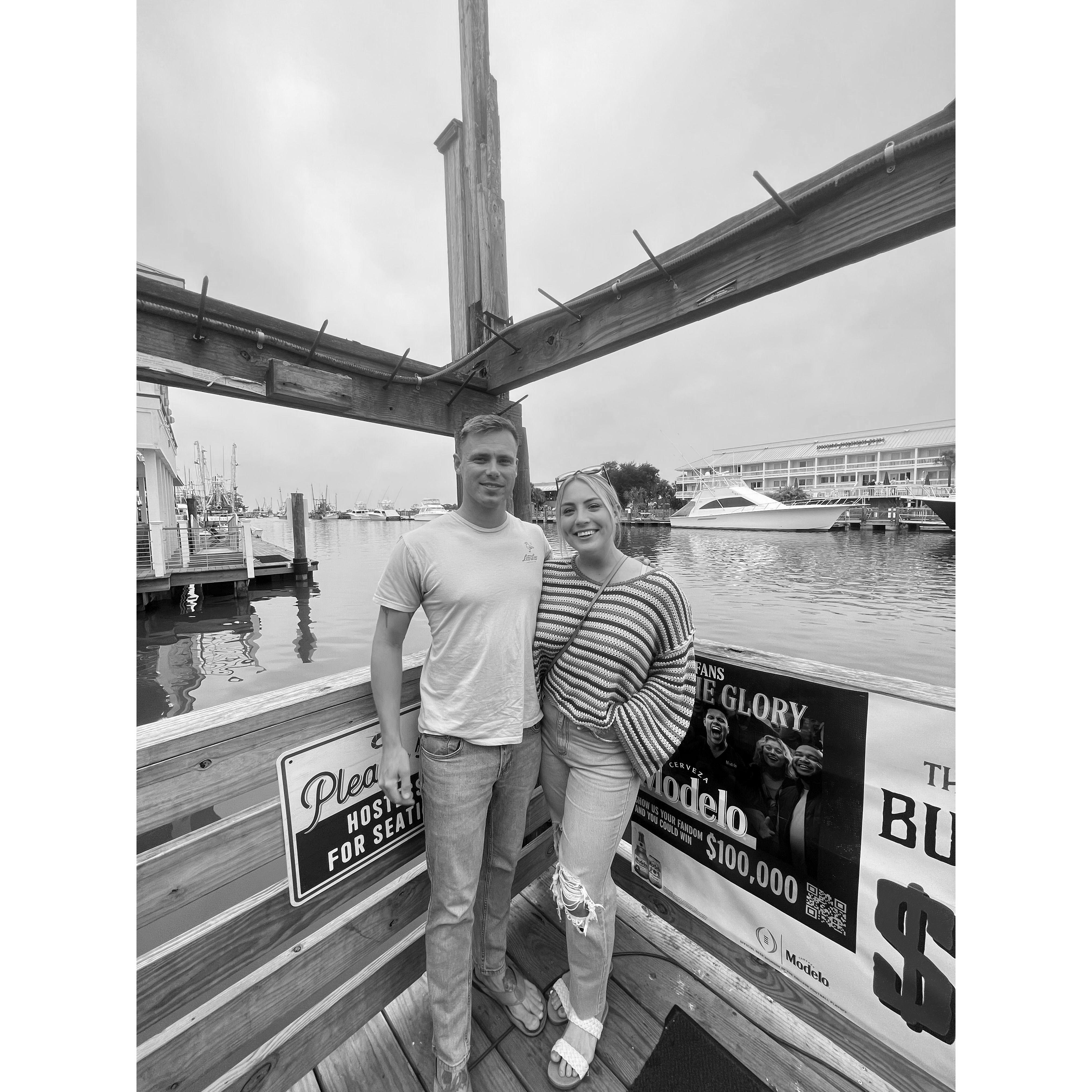 The last photo we took before we got engaged at Shem Creek, South Carolina