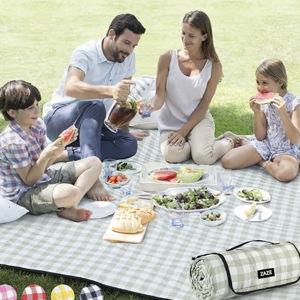 ZAZE Extra Large Picnic Outdoor Blanket, 80''x80'' Waterproof Foldable Blanket (Green & White)