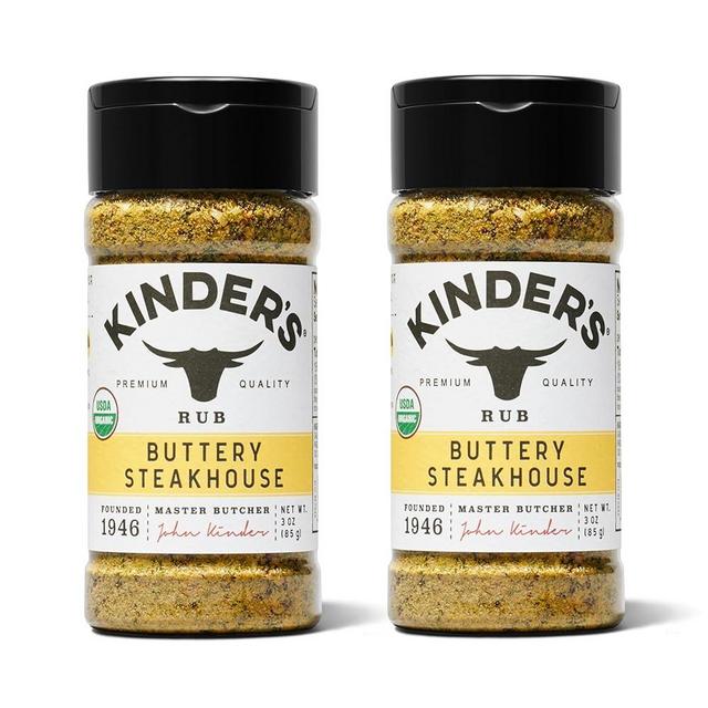 Kinder's Organic Buttery Steakhouse Rub, Premium Quality Seasoning, MSG Free, USDA Certified Organic, 3 oz (2 Pack)