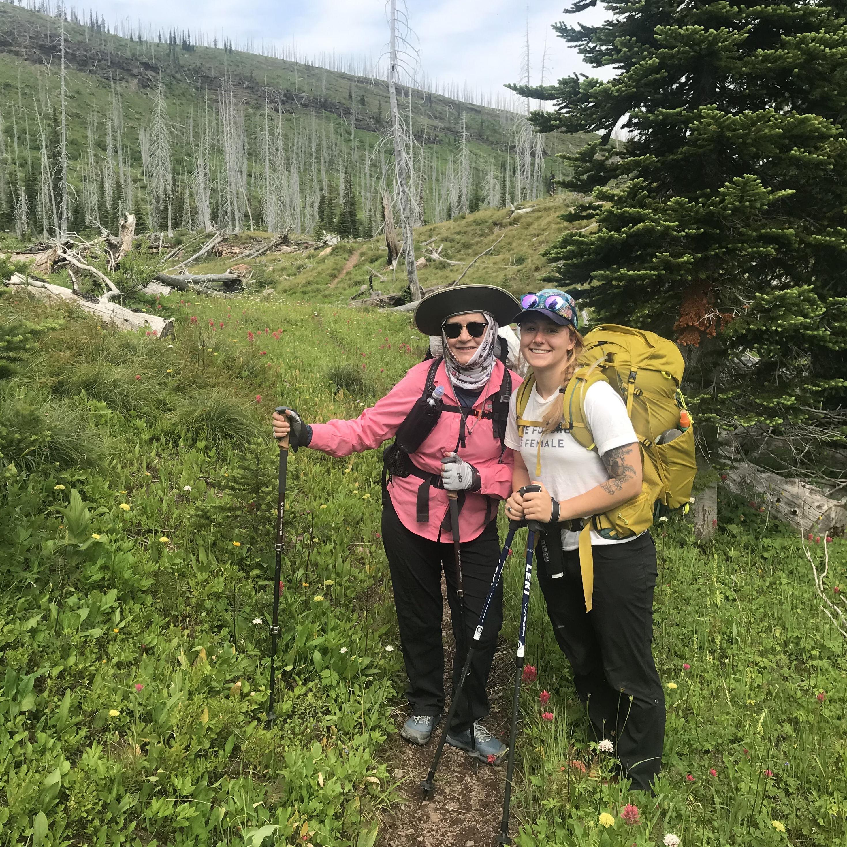 Janetta and Kerry making their way to the end of a long, long day in Glacier National Park :)