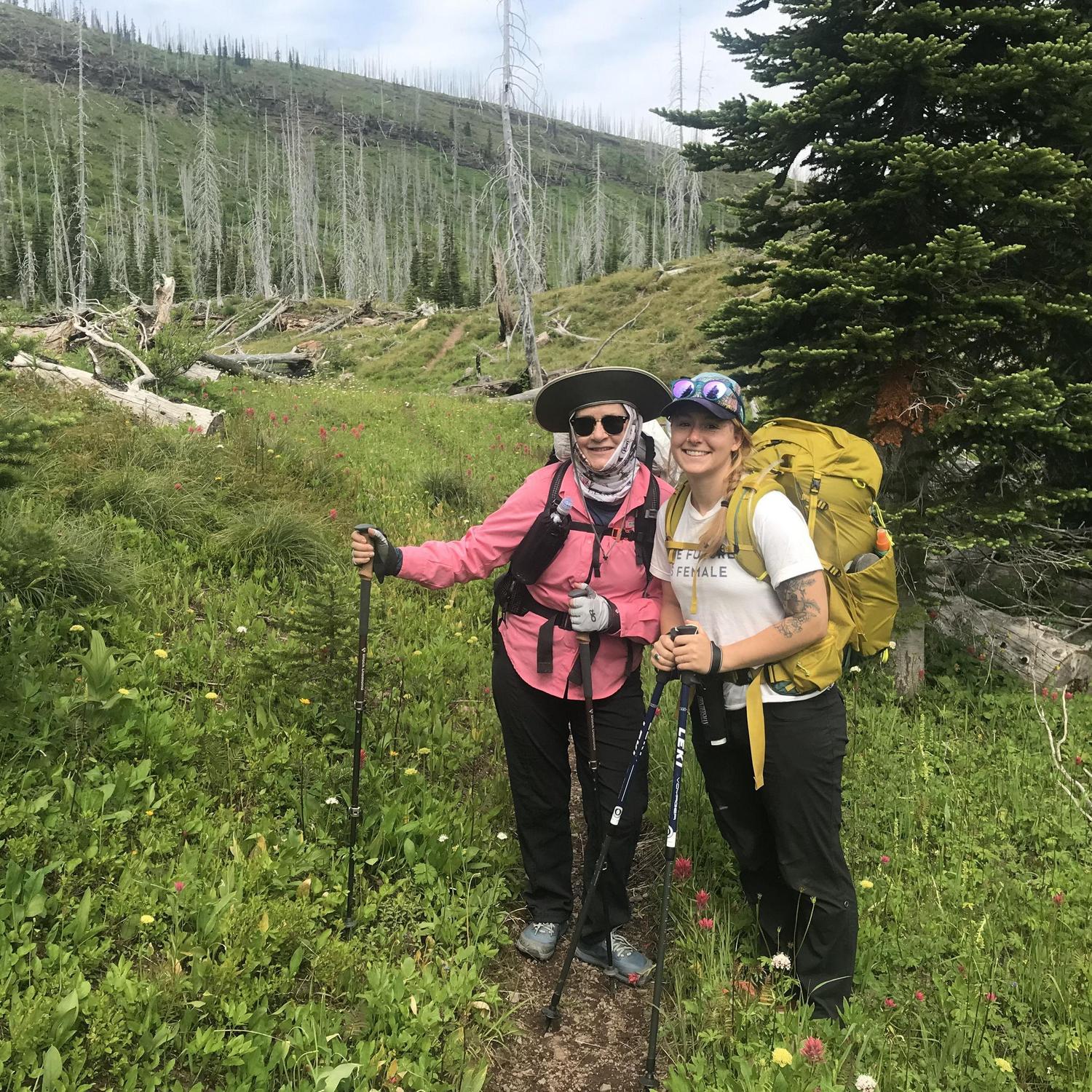 Janetta and Kerry making their way to the end of a long, long day in Glacier National Park :)