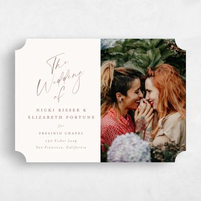 Beige Ticket Wedding Invitation - Anerley Landscape