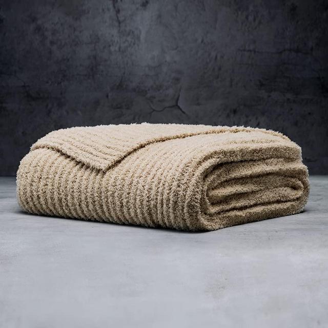 LUXOME Ultra Plush Throw Blanket | Super Soft | 75"x100" | Viscose & Polyester Blend | Extra Large | Dune (Tan)