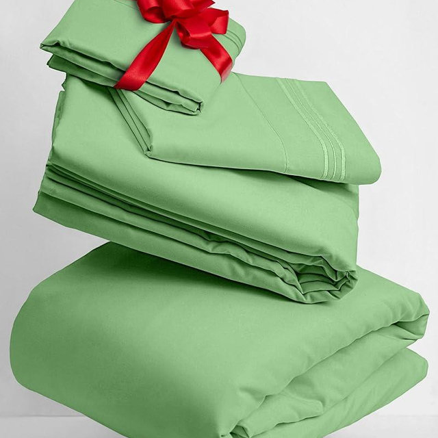 Mellanni Queen Sheets Set - 4 PC Iconic Collection Bedding Sheets & Pillowcases - Hotel Luxury, Extra Soft, Cooling Bed Sheets - for Women, Men, Kids & Teens (Queen, Pistachio)