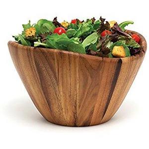 Lipper International 1174 Acacia Wave Serving Bowl for Fruits or Salads, Large, 12" Diameter x 7" Height, Single Bowl