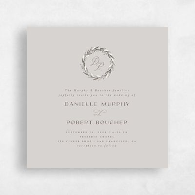 Stone Gray, Grey Wedding Invitation - Bruges Square