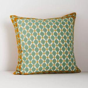 Freya Linen Embroidered Geometric Pillow