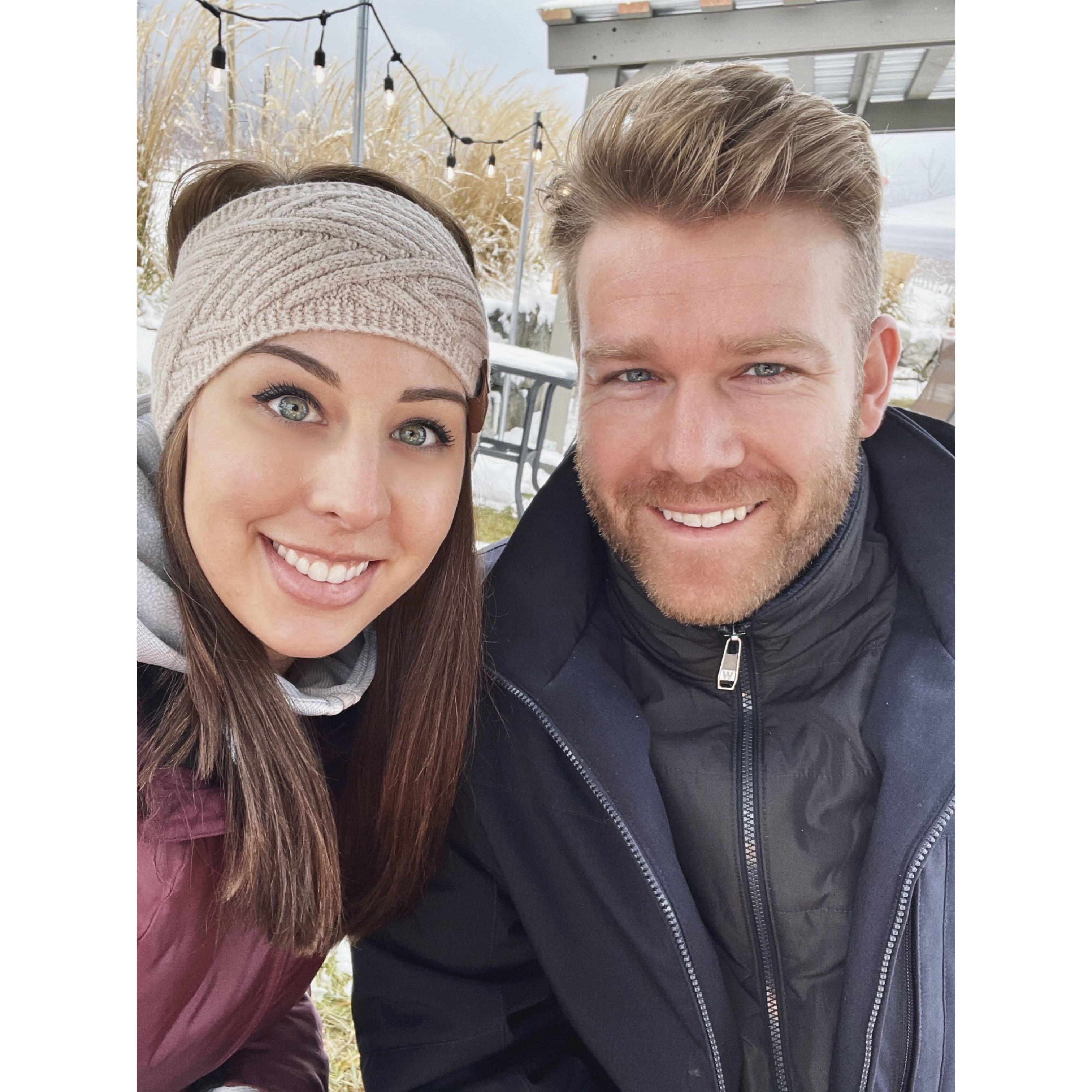 First trip engaged, went to Chelan and did wine tasting after Christmas.