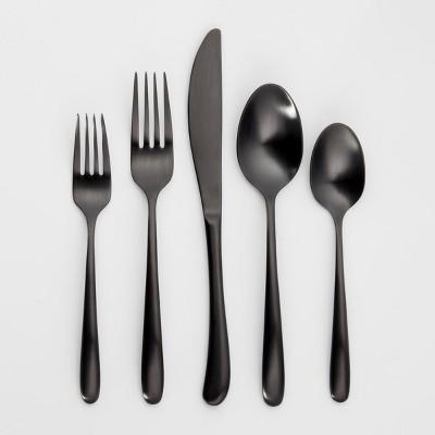 5pc Stainless Steel Kayden Silverware Set Matte Black - Threshold™