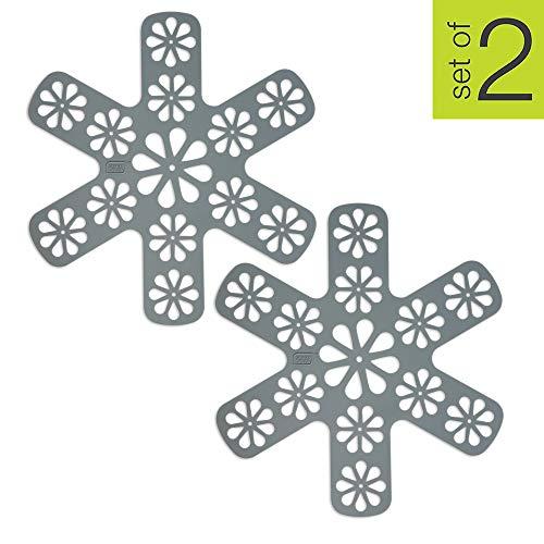 Smart Design Silicone Pan & Plate Protector - Small - Foldable Design - for Bakeware, Cookware, Pots, Pans - Protects Against Scratches & Cracks (2 Pack) (12 x 12 Inch) [Gray]