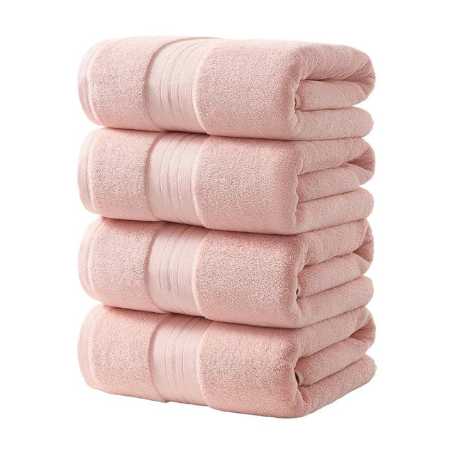 REDKISS Pink Bath Towels Set of 4, Extra Large Bath Sheets 27 X 59 Inches, 100% Cotton, 600 GSM, Quick Dry, Ultra Soft & Super Absorbent Bathroom Towel Sets for Bathroom, Gym, Spa, Pool & Hotel