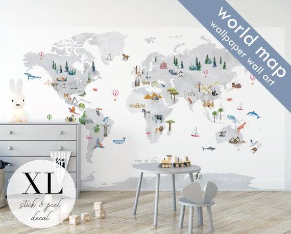 Map of the World Kids Wall Decal