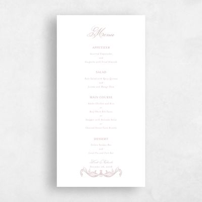 Pink Greenery Wedding Menu - Lezzeno