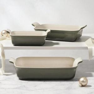 Heritage 3-Piece Rectangular Baking Dish Set (color: thyme)