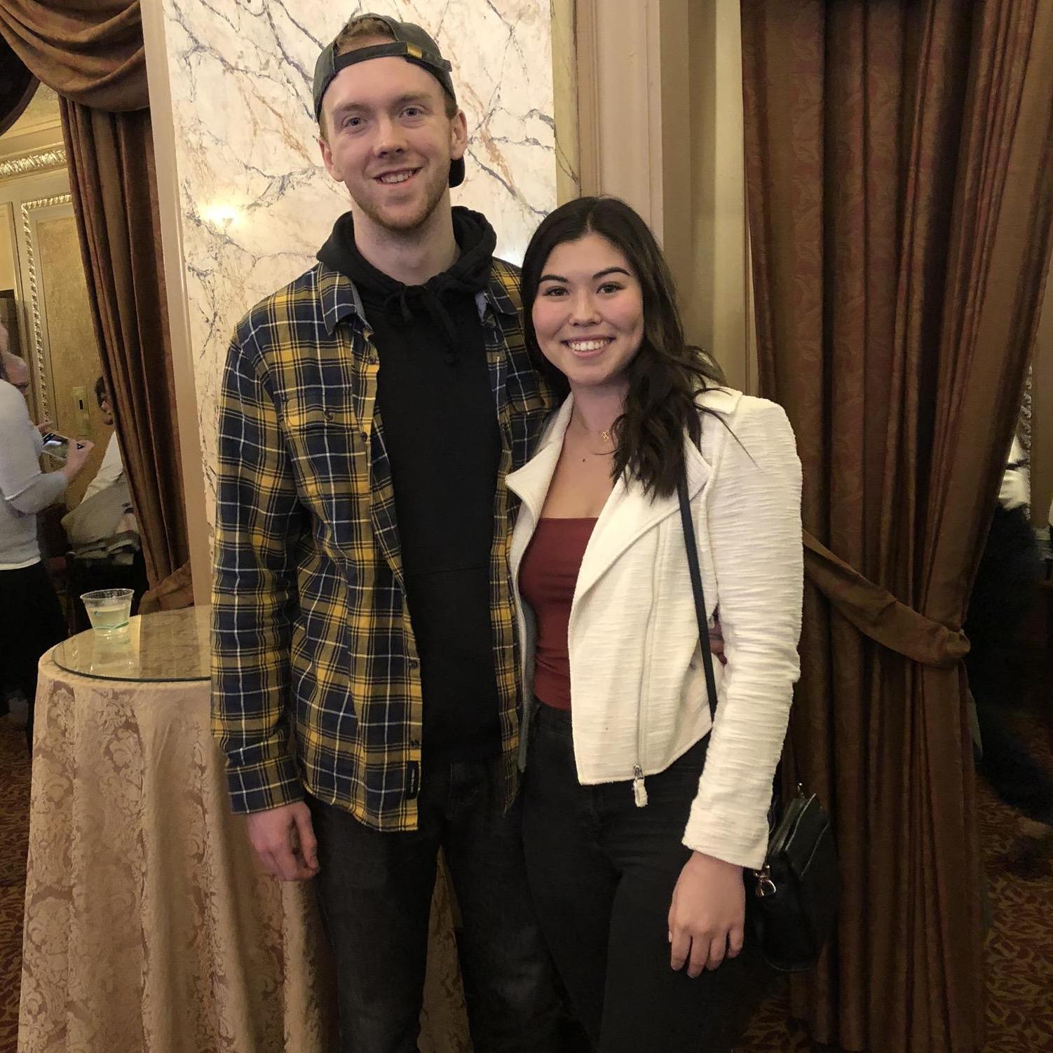 Us at Frozen on Broadway, where Greg sparked his love for Elsa and Anna.