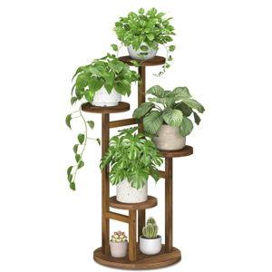 iDavosic.ly 4 Tier Plant Stand Indoor, Tiered Corner Wood Multiple Flower Holder Shelf, Tall Orchid Display Rack for Patio Porch Living Room Balcony Outdoor, Brown