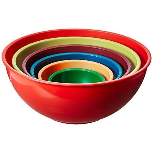 Gourmet Home Products 6 Piece Nested Polypropylene Mixing Bowl Set, Orange