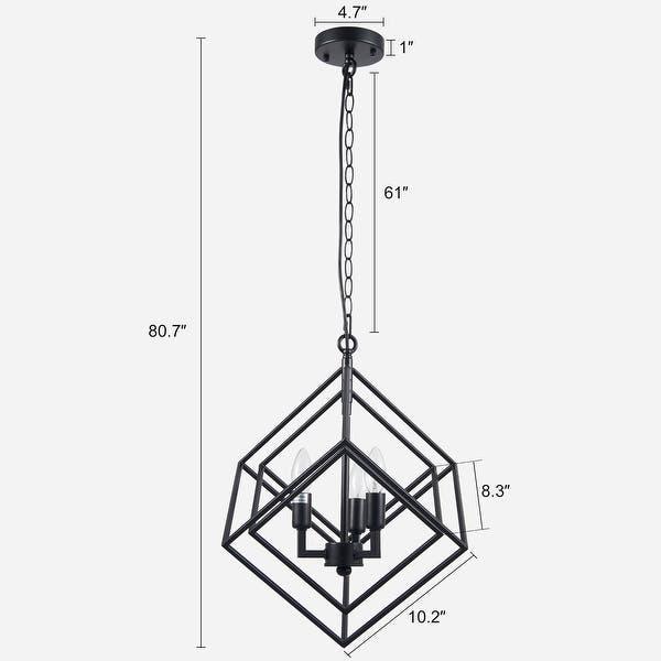 CO-Z Adjustable-Height Modern Geometric Chandelier - Black