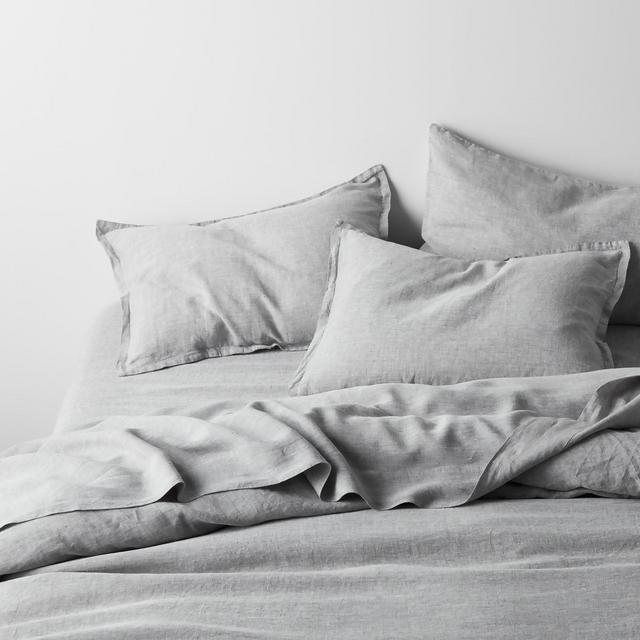 European Flax ®-Certified Linen Chambray Grey Full/Queen Duvet Cover