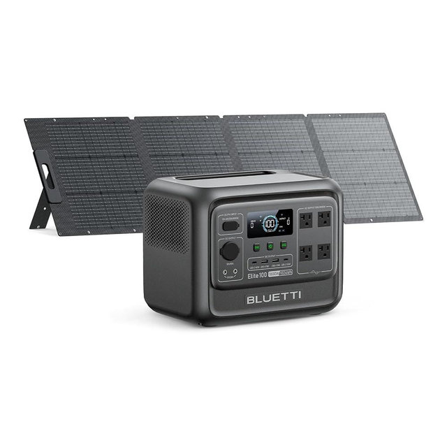 BLUETTI Elite 100 V2 Solar Generator with 200W Solar Panel (Ships Separately), Portable Power Station 1024Wh w/ 4 1800W AC Outlets, 35% Smaller, Ideal for Camping, Emergencies, Backup Power