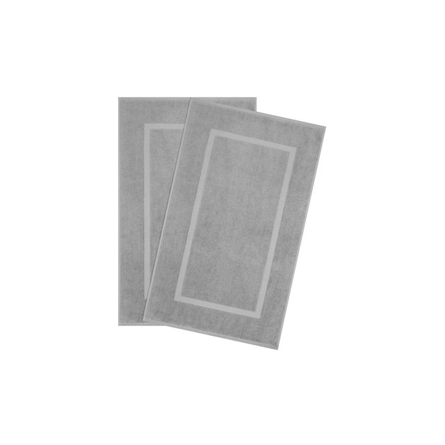 American Soft Linen 100% Cotton Bath Mat Set, 2-Pack, 20 inch by 34 inch, Bath Mats for Bathroom, Rockridge Gray