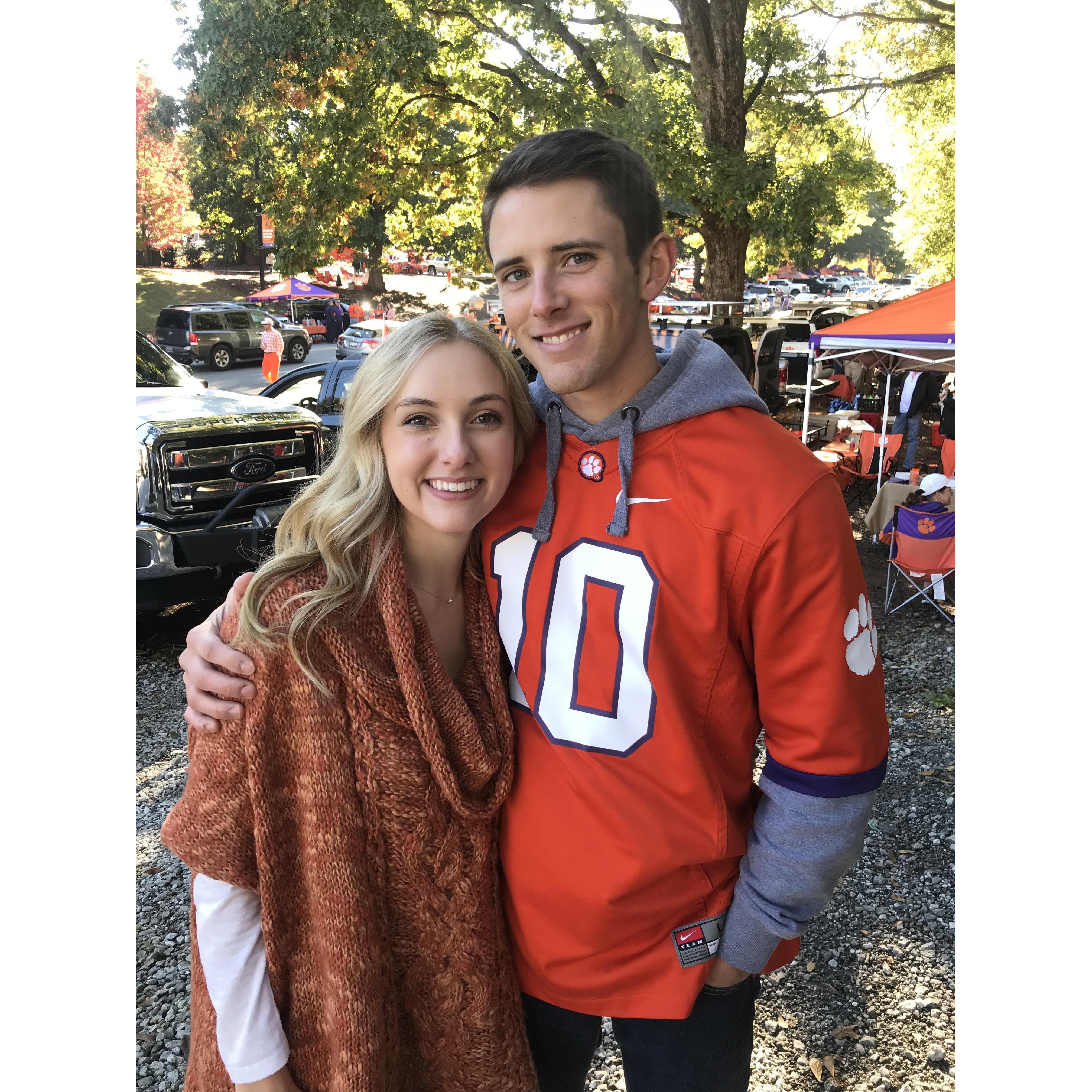This is a picture of our first Clemson game together, and the first time for me to meet all of his college friends.
