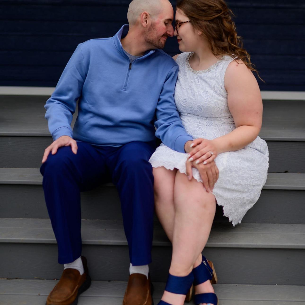 On the stairs of our home