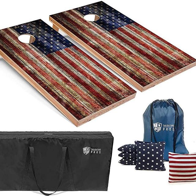 Tailgating Pros Cornhole Boards - 4'x2' Cornhole Game w/Carrying Case & Set of 8 Corn Hole Bean Bags w/Tote