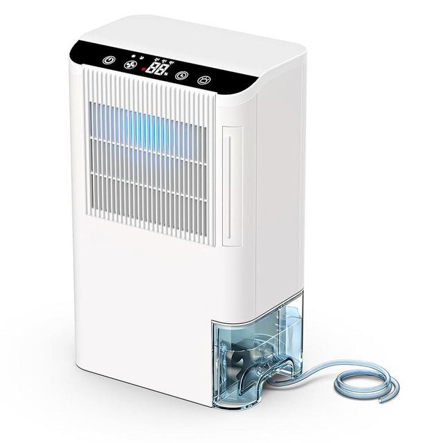 Dehumidifiers for Home, 2000 Sq.Ft Small Dehumidifier with 3.3ft Drain Hose, 2.5L Tank, Timer Sleep Mode, Portable Dehumidifier for Basement, Bedroom, Bathroom (Pearl White)