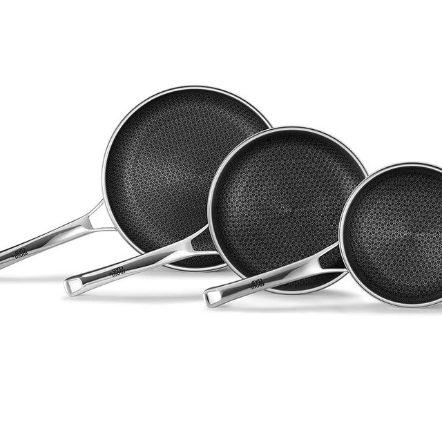 Pans Set Nonstick,Hybrid Non Stick Frying Pans Set(8+10+12inch),Pan for cooking,PFOA Free Induction Cookware Sets,non stick Stainless Steel Skillets,Dishwasher and Oven Safe Kitchen set