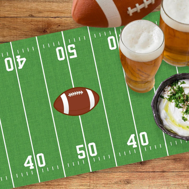 Football Table Runner, Football Party Decor, Football Season, Cotton Poly Table Runner, Football Field Decor, Football Theme, Watch Party