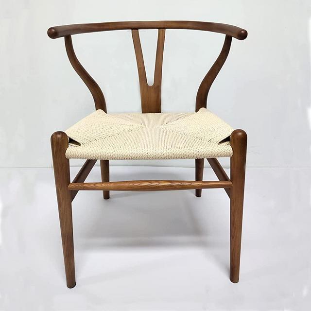 Tomile Wishbone Chair Y Chair Solid Wood Dining Chairs Rattan Armchair Natural (Ash Wood - Walnut)