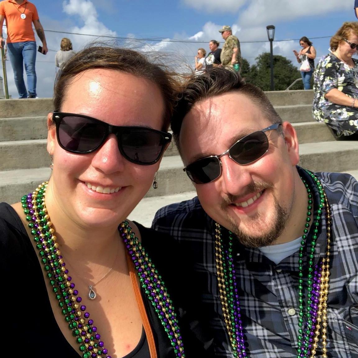 Celebrating Mardi Gras during our first trip to NOLA
