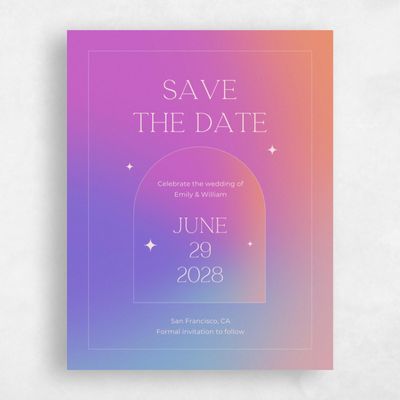 Deep Fuchsia, Purple Wedding Save the Date - Kalia Classic