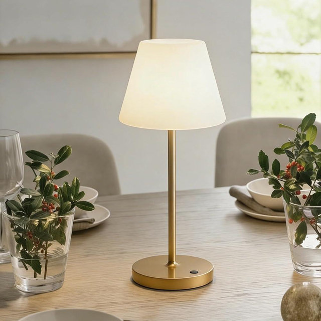 WEILAILUX Mini LED Cordless Table Lamp Rechargeable, 3000mAh Battery Operated Shower Lamp Waterproof, Touch Dimmable 2700K Night Light for Patio Camping Dining Outdoor (Mini Gold)