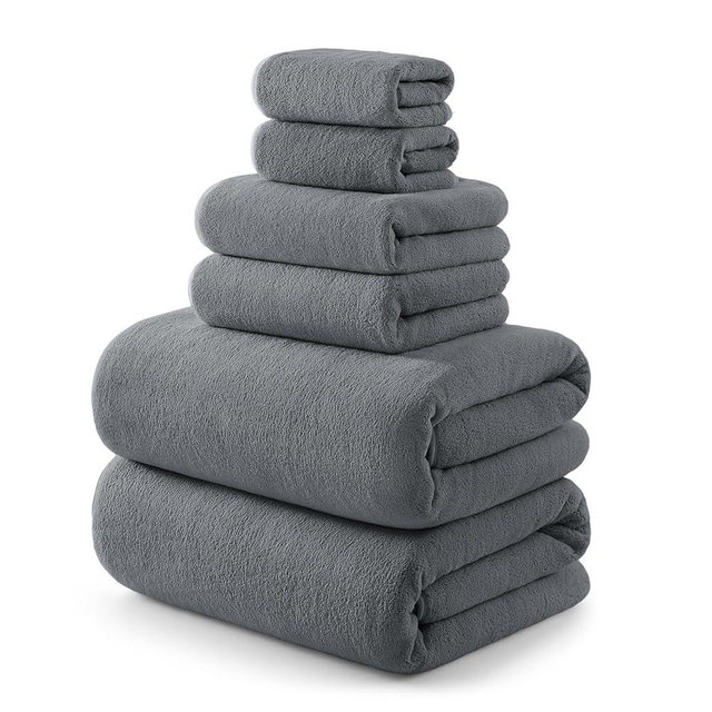 REDKISS 6 Piece Towel Set - 2 Bath Sheets, 2 Hand Towels, 2 Washcloths, 670GSM Ultra Soft & Highly Absorbent, Quick Dry, Luxury Grey Bath Towel Sets for Bathroom, Spa, Hotel, Gym