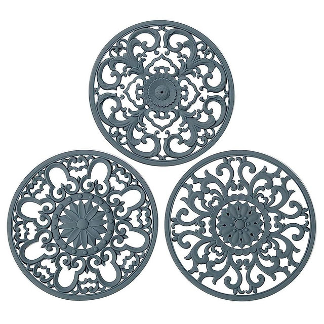 Extra Thick Silicone Trivet Mat for Hot Dishes, Hot Pots and Pans, Pot Holder, Hot Pad to Portect Your Table and Countertop, Kitchen Decor and Accessories,Warm Grey,Set of 3