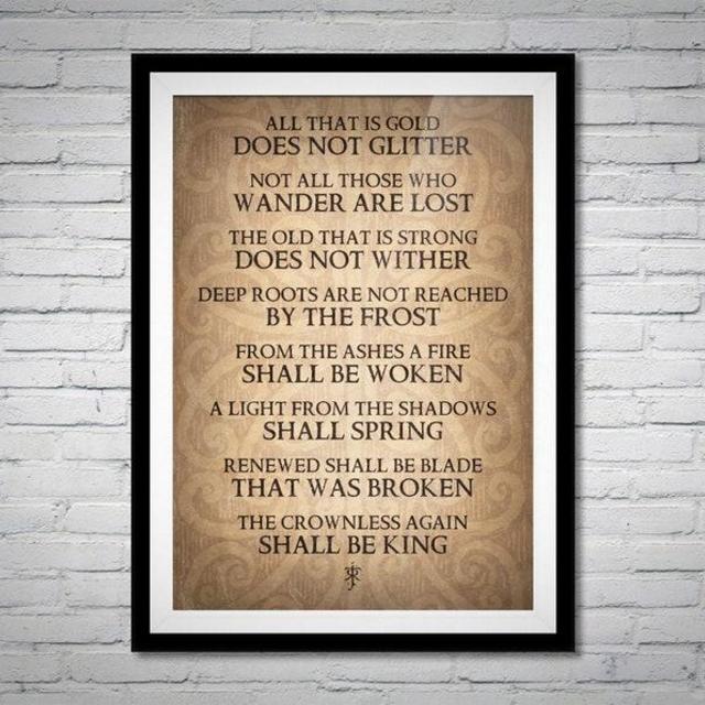 Lord of the Rings All That Is Gold Does Not Glitter Poem Movie Poster Print - Alternative Wall Art Gift LOTR Home Decor