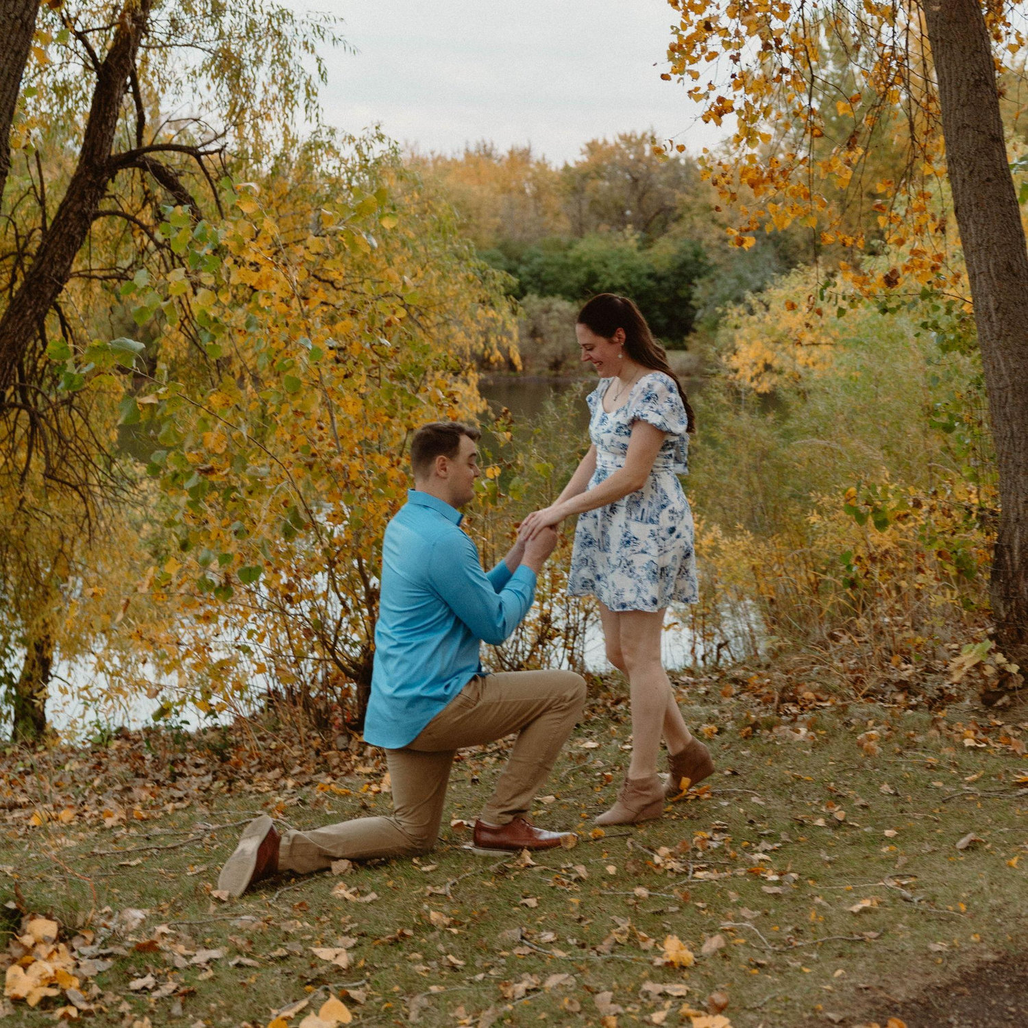 We never got a true proposal picture so we redid it at our engagement session!