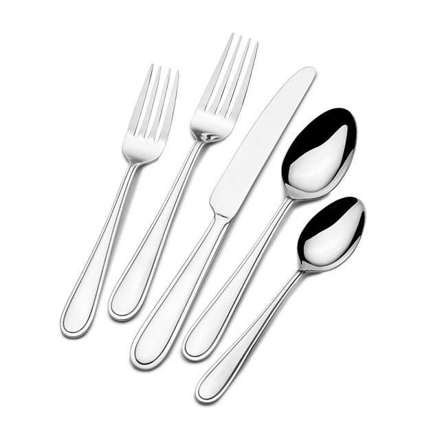 Gourmet Basics by Mikasa Westfield Frost 45-Piece Stainless Steel Flaware Set with Serving Utensil Set, Service for 8
