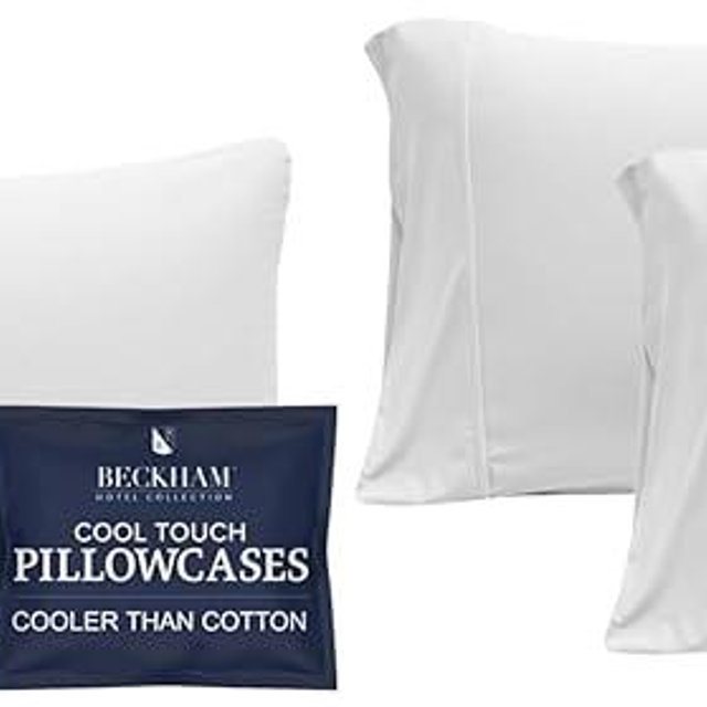 Beckham Hotel Collection Cooling Pillowcases for Hot Sleepers, Standard/Queen, Cool Touch Pillow Cases, White (4 Pieces)