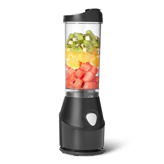 Amazon Basics Portable Blender for Smoothies and Shakes with 250W Power,15 Oz BPA Free Travel Cup and Lid, Black