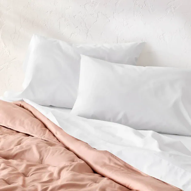 King 400 Thread Count Percale Pillowcases White - Casaluna™