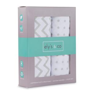 Changing Pad Cover Set , Cradle Sheet 2 Pack 100% Jersey Cotton Unisex Sheets for Baby Girl and Baby Boy Grey Chevron and Polka Dots by Ely's & Co.