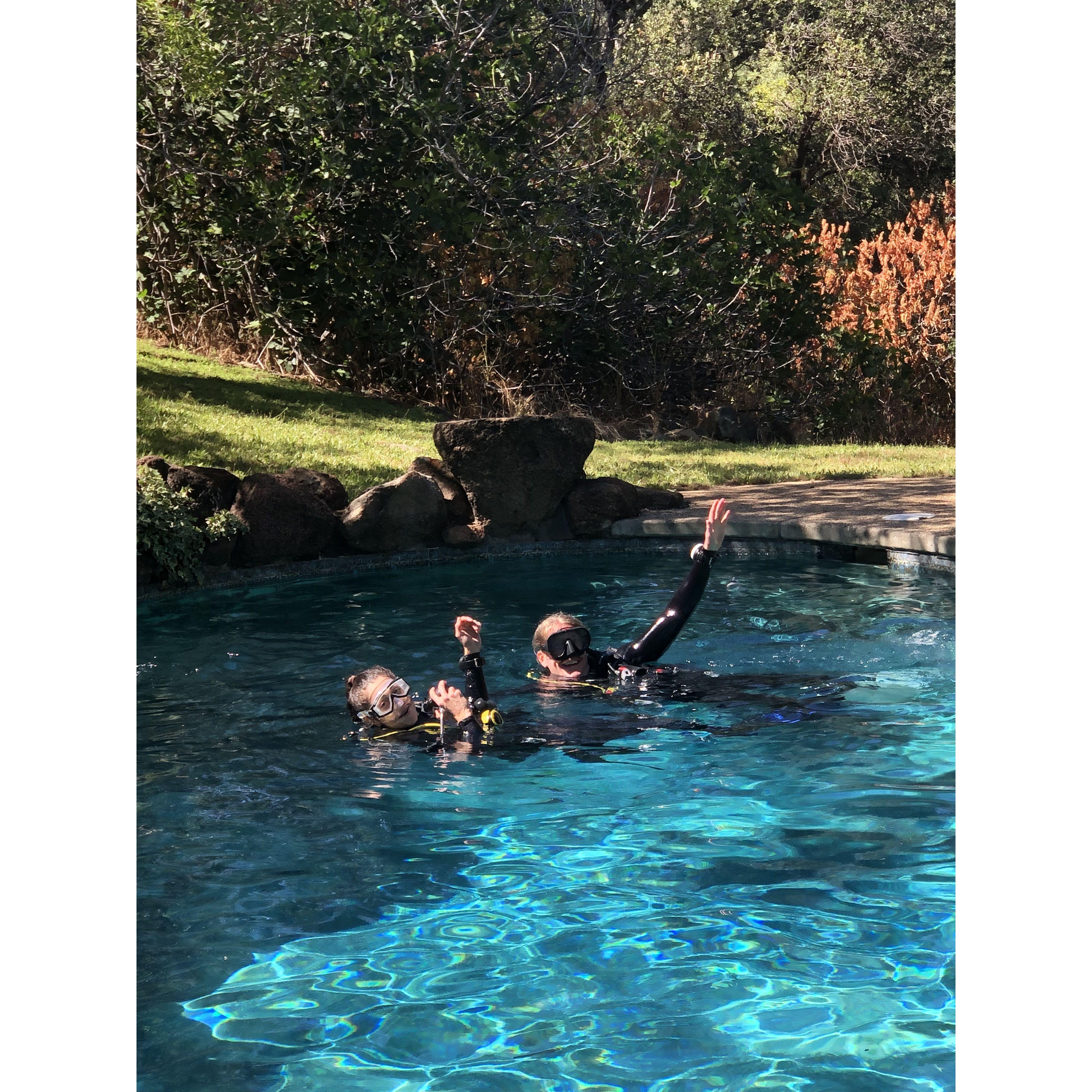 Pool Time....Refreshing our scuba skills in preparation for our dive trip.