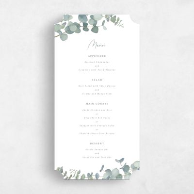 White Ticket Wedding Menu - Verde