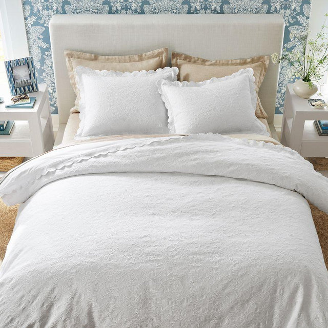 Abigail Scalloped Textured Duvet Cover, Full/Queen, Multi