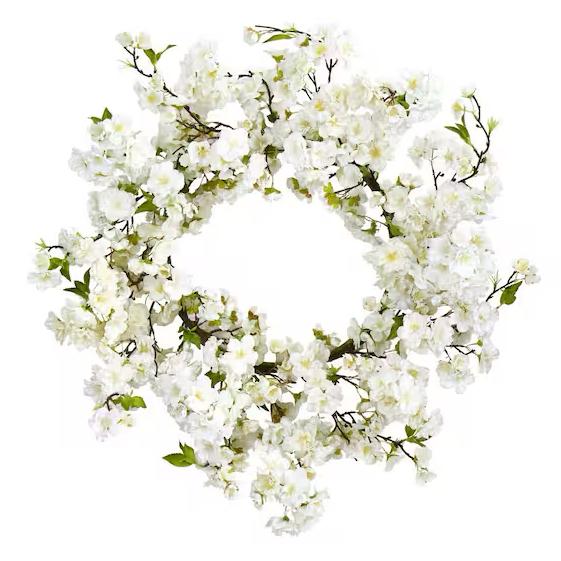 Nearly Natural 24 in. Artificial Cherry Blossom Wreath 4218